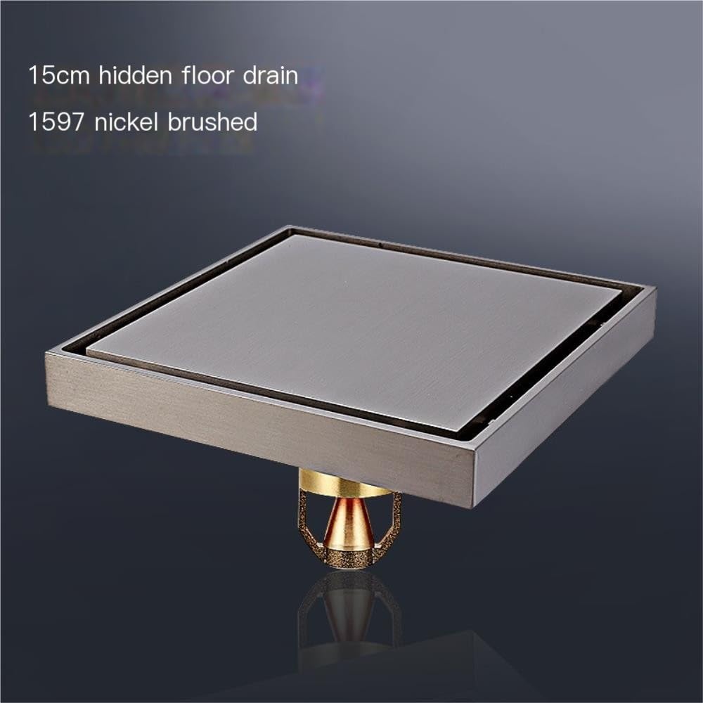Scarico a Pavimento Quadrato in Acciaio Inossidabile, Doccia | Nucleo di sospensione magnetico, guarnizione profonda 120 mm, grande flusso, inserto(Black)