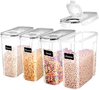 ME.FAN Cereal Storage Containers [Set of 4] Airtight Food Storage Containers 4L(135oz)