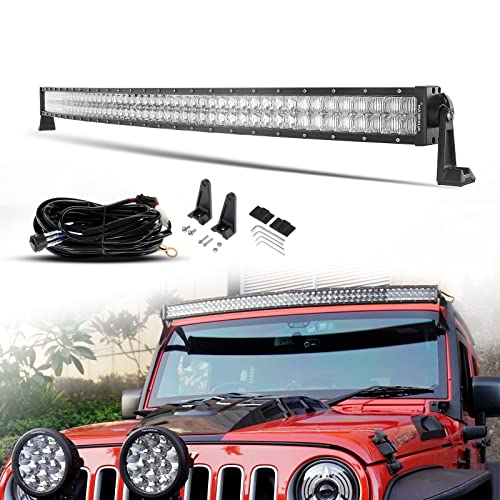Auxbeam 32 Inch 180W Curved LED Light Bar 5D Reflector Truck Light Bar Spot Flood Combo Off-Road Auxiliary Light Offroad Driving Fog Light w/Wiring Harness for Pickup ATV 4x4 Car
