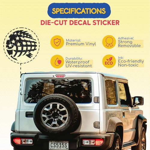 Image of 2Pcs - No Background - Waterproof Car Sticker Decal of Patriotic American Flag Fishing Bone Fish Design for Outdoor Enthusiasts and Nature Lovers (Black, 6.8'' x 3.8'') |k19952BL