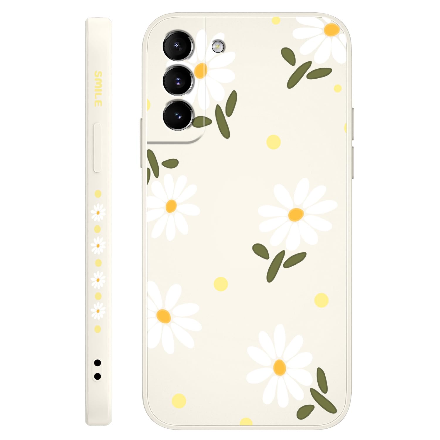 LEECG for Samsung Galaxy S21 Plus Case, Floral Creative Sides Fashionablee Designs Soft Silicone Slim Phone Cover for Samsung S21 Plus, Daisy Rice