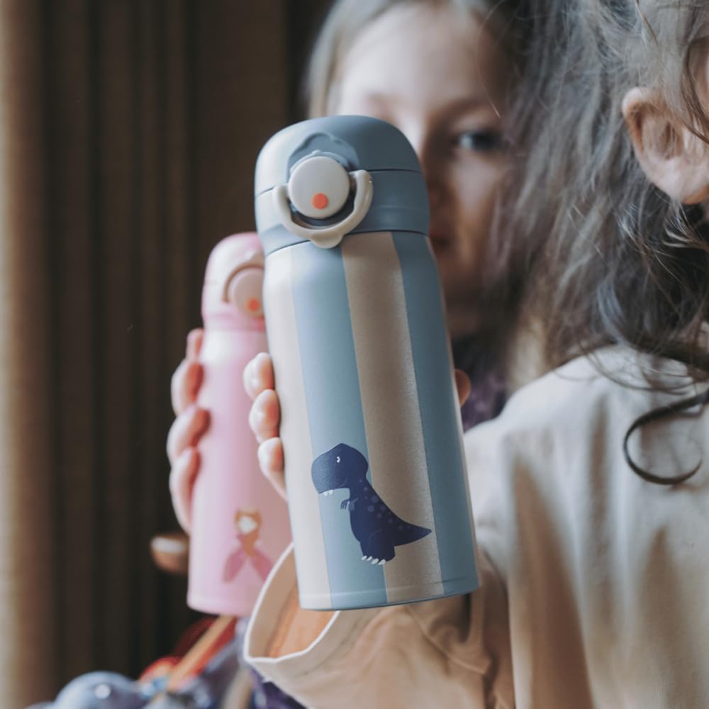 Edelstahl Trinkflasche Kinder 350 ml Dino auslaufsicher isoliert BPA-frei spülmaschinenfest