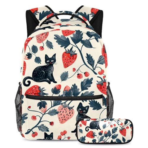 Ensemble sac à dos 2 pièces grande capacité cartable avec trousse pour étudiant et ado