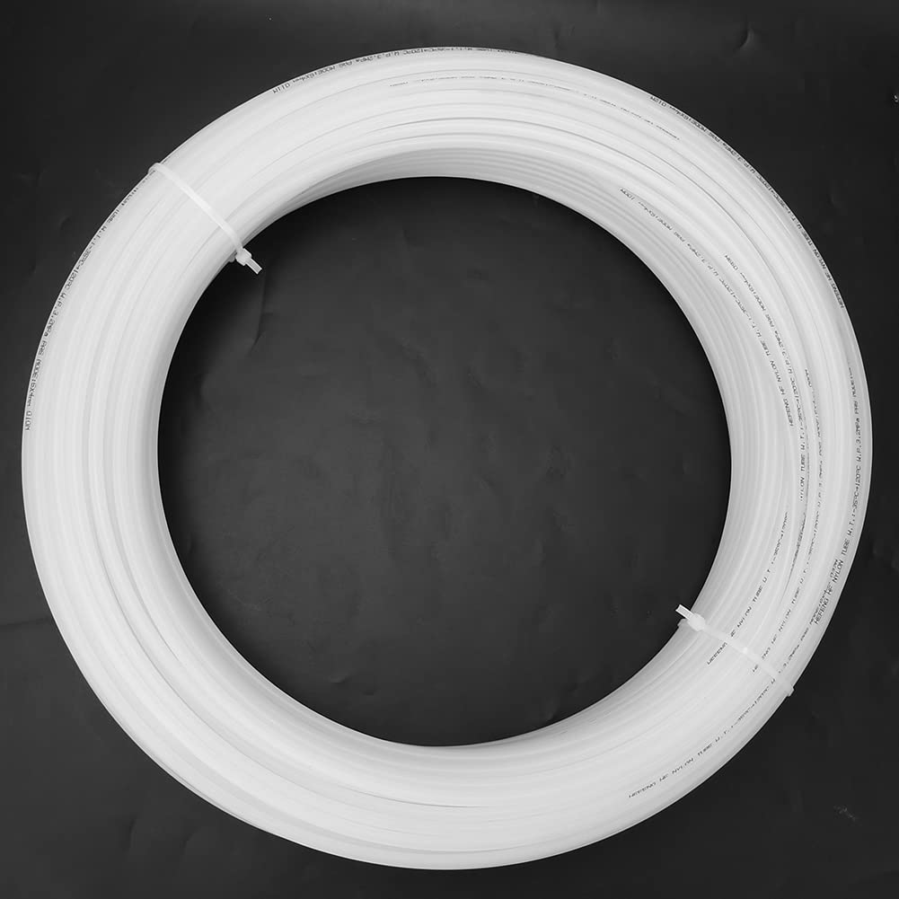 Manguera de aire neumática de alta presión de nailon de 100 m, tubo flexible blanco para aire, aceite y agua (8 x 6 en blanco x 100 m)