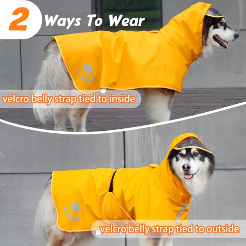 Dog Raincoat Hooded Slicker Poncho - Reflective Lightweight Pet Rain Jacket Coat,Dog Waterproof Raincoat With Adjustable Belly Strap For Small,Medium, Large Dogs #TOP2