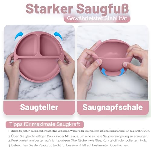 O'doe Baby Entwöhnungsset - 15-teiliges Silikon-Fütterungsset mit Saugnapf, Schüssel, Lätzchen, Schnabeltasse, Obst-Futterspender, Gefriertablett