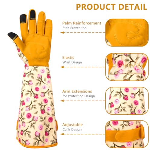 Ainiv Yellow Thorn-Proof Gardening Gloves for Women - Lightweight Yard and Outdoor Work Protection (Large) - Image 3
