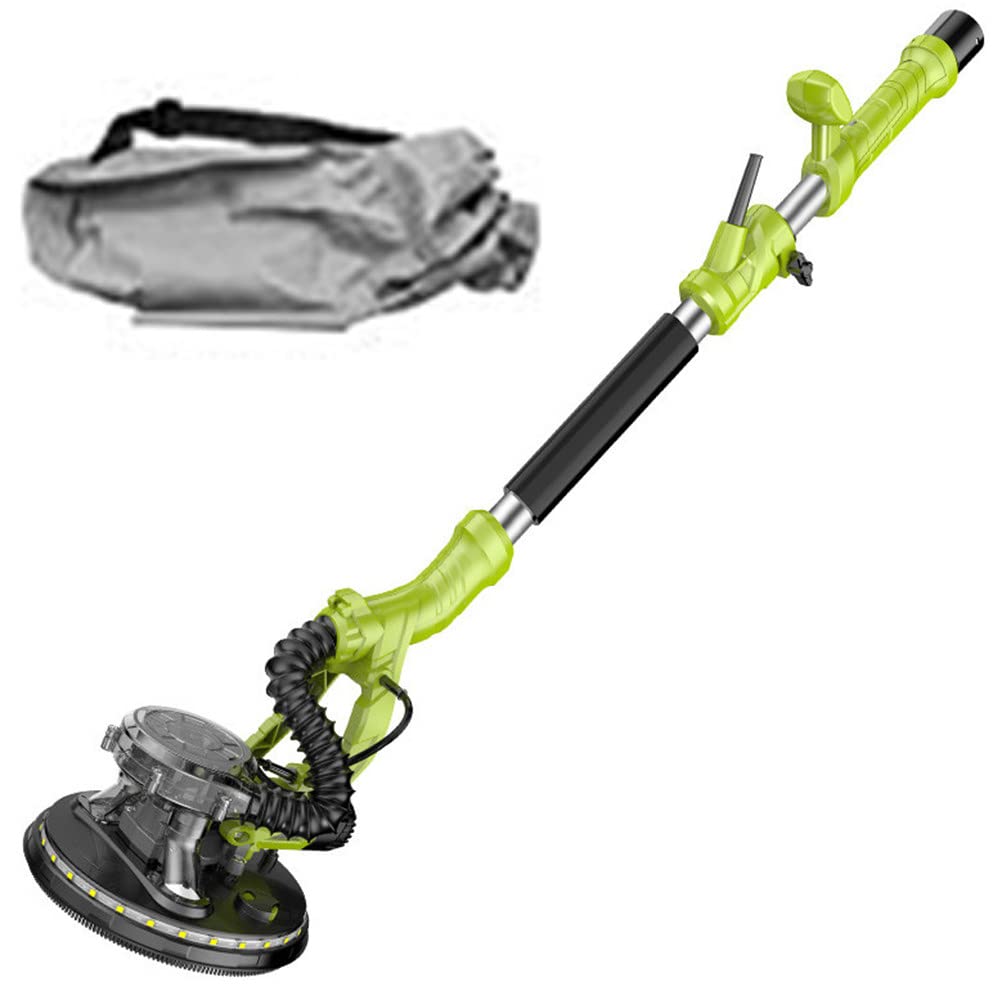 Lijadora De Pared De 810 W, Lijadora De Techo, Empuñadura Telescópica, Adaptador De Conexión, Retráctil, con Bolsa para El Polvo, Arranque Suave,Baremetal-Green