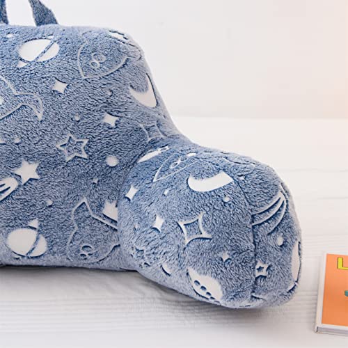 Meeting Story Glow In The Dark Rocket Moon Meteor Space Luminous Reading Pillows Glow In The Dark With Arms Back Pillow For Bed, Bed Rest Pillow For Adults Teens, Kids, (Light-Blue) #TOP4