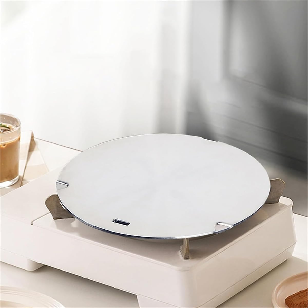 Placa de difusor de Calor, Adaptador de inducción de Acero Inoxidable con Mango extraíble, Placa de cocción para Uso en cocinas de Gas, vitrocerámica y Cocina de inducción (260 mm)
