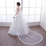 Cape de mariée voile de 3 mètres de long voile de mariage cathédrale bord en dentelle de 3 m de fleurs ivoire de perles voile d'épaule de mariée (couleur : ivoire, longueur de l'article : 300 cm)