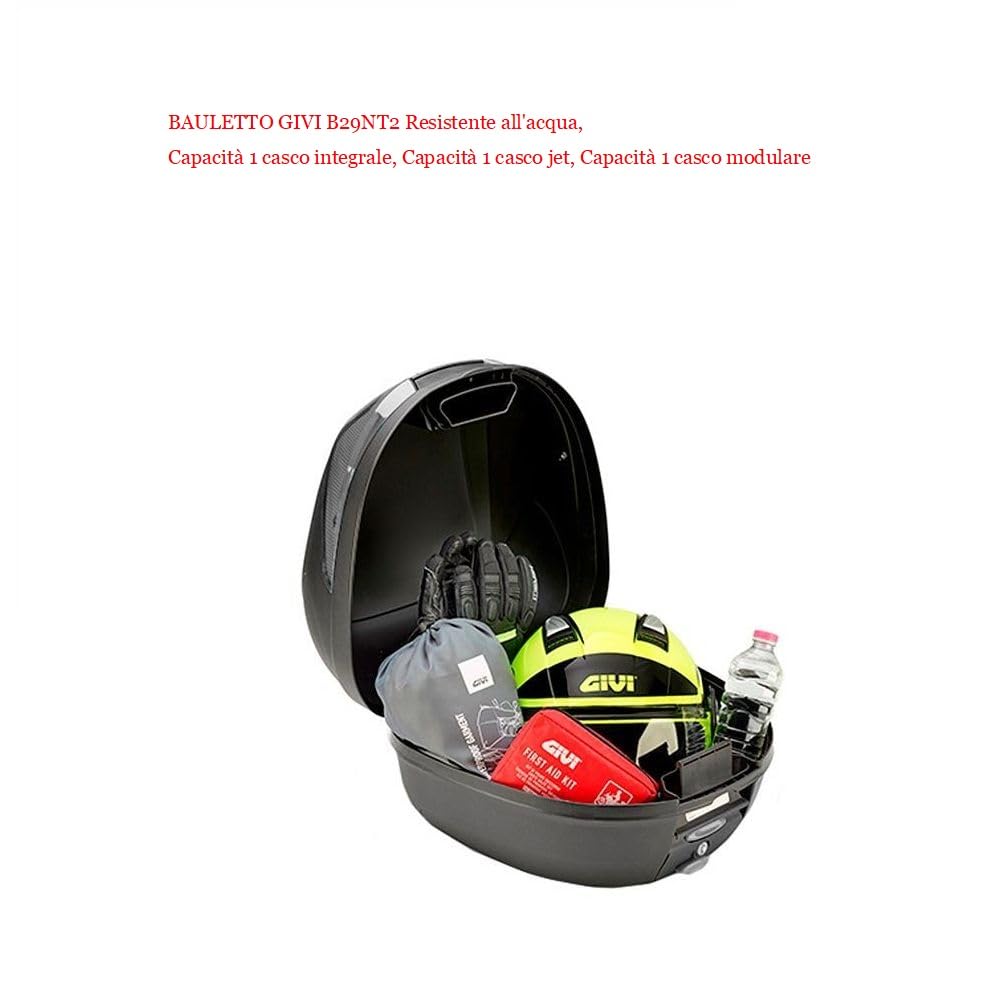 COMPATIBILE CON YAMAHA N-MAX 125 BAULETTO B29NT2 VALIGIA GIVI B29 TECH 29LITRI BAULE PER MOTO SCOOTER COMPRESO DI PIASTRA E KIT UNIVERSALE CON PORTAPACCHI POSTERIORE