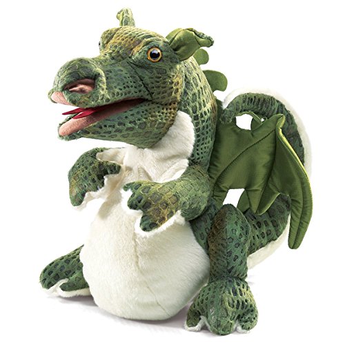 Folkmanis Baby Dragon Hand Puppet, Green, white