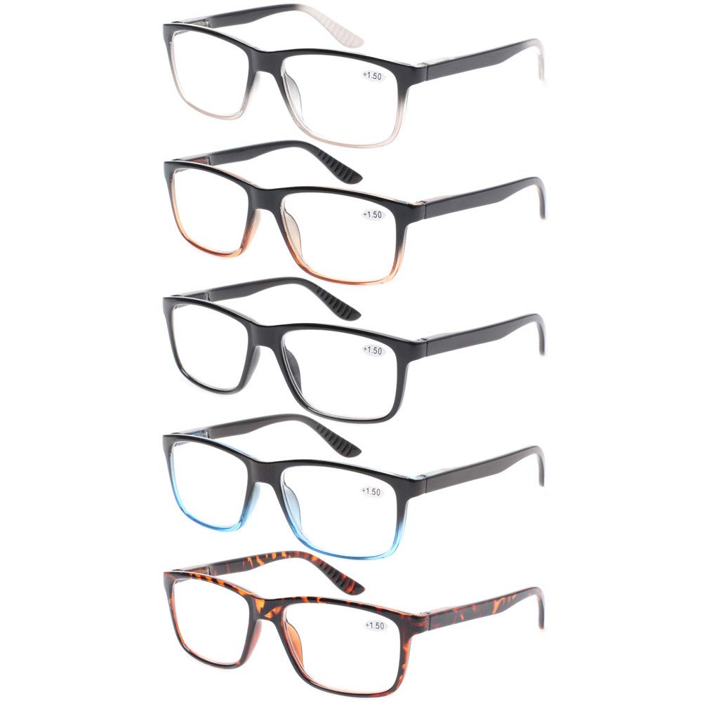 Kerecsen5 Pack Reading Glasses for Men and Women Readers with Spring Hinges Fashion Eyeglasses