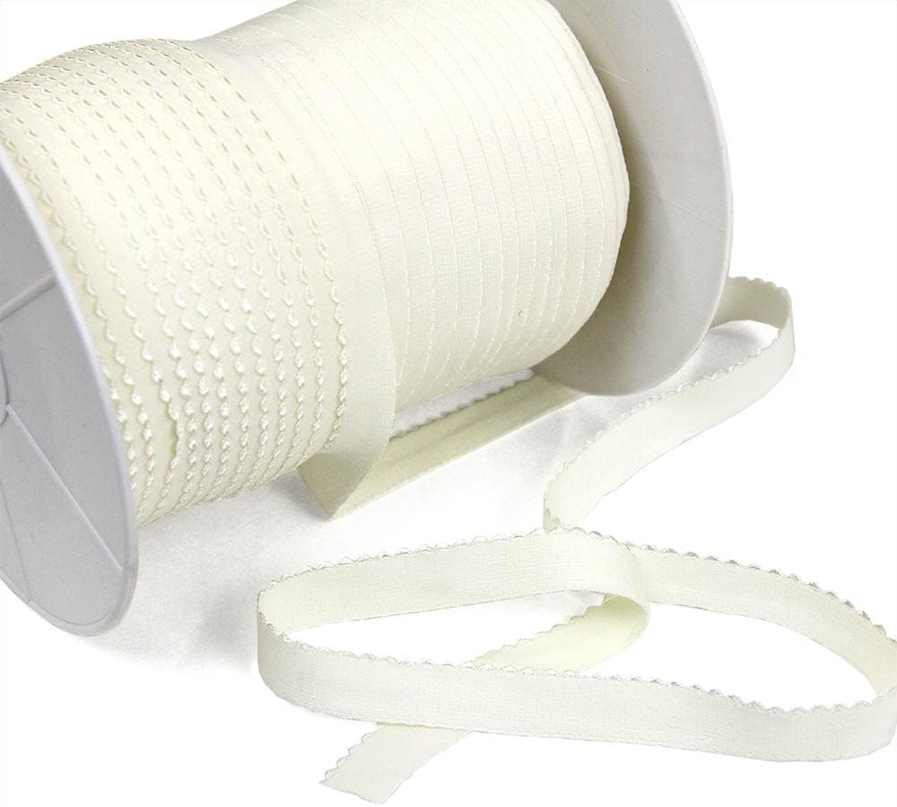 5 Yards of LYRA 17 Picot-Edge Plush Lingerie Elastic, Cream, Made in Italy