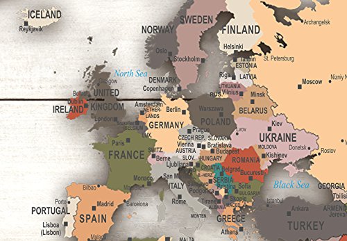 murando IMAGE 120x80 cm | 3 COLOURS TO CHOOSE | IMAGE PRINTED ON CANVAS | WALL ART PRINT | PICTURE | PHOTO | 3 PIECES | world map wood k-C-0035-b-g - Image 4