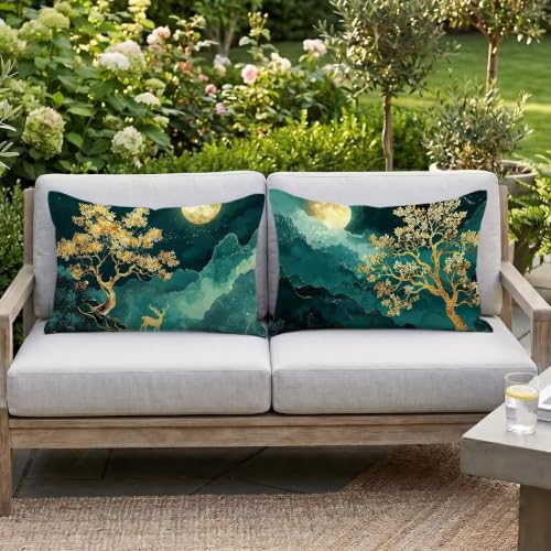 Housse de coussin extérieur imperméable 40x60 lot de 2 coussin turquoise