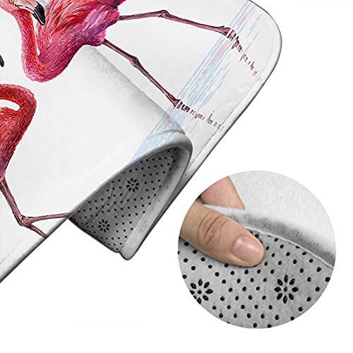 AOYEGO Flamingo-Badematte mit tropischen Vögeln, Flamingos, steht im Fluss, See, Wasser mit rosa Federn, langen Beinen… – Bild 4