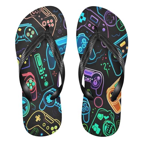 Colorful Video Game Controllers Flip Flop Sandal Men's and Women's Summer Sandal | Beach & Water Shoes（3）