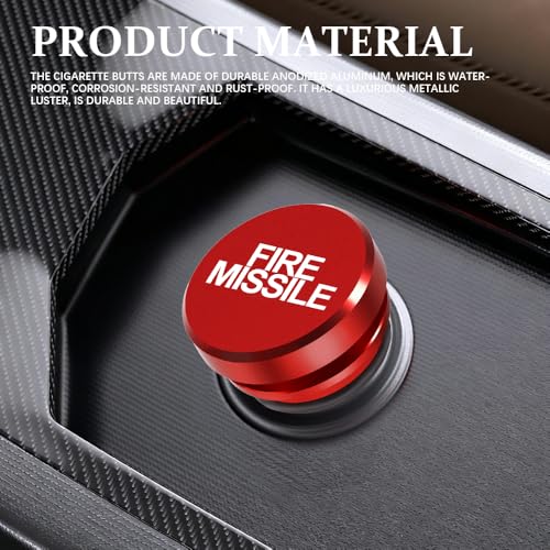 Image of Cigarette Lighter Plug Cover Billet Aluminum Cigarette Lighter Plug, FIRE Missile Button Car Cigarette Lighter, Standard 12 Volt Power Source Aluminum Dustproof Plug Universal Fits Most Vehicles