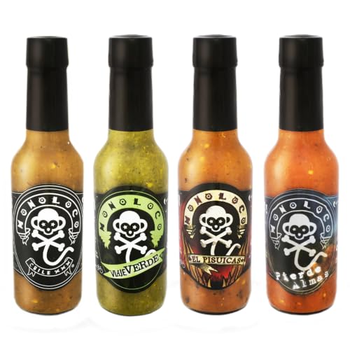 Monoloco Hot Sauce Variety Pack – Viaje Verde, Pierde Almas, Pisuicas & XXX, Vegan Gluten-Free Costa Rican Hot Sauces, 4 x 5 oz Glass Bottles image 5