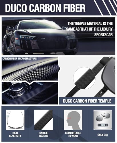 Image of DUCO Aviator Sunglasses for Men Women Carbon Fiber Polarized Sunglasses Men UV Protection for Driving Golf Fishing 3051