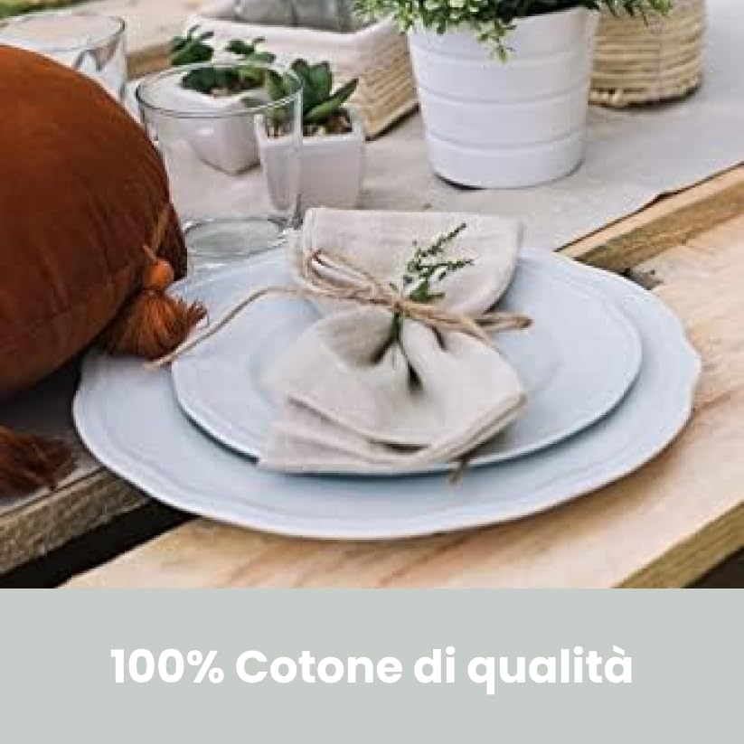 Set 6 Tovaglioli In Cotone 40x40 Cm | Lavabili In Lavatrice | Color Petrolio E Altri Colori | Tinta Unita Ed Eleganti - Foto 9