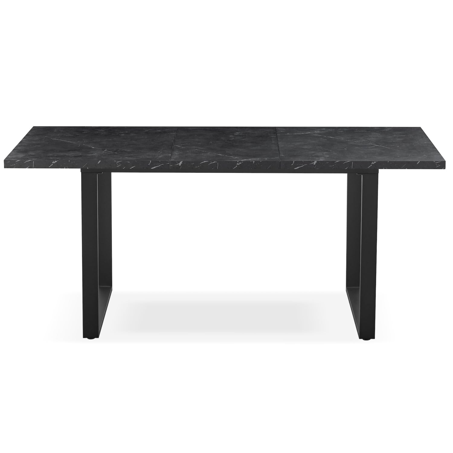 B&D Home Table à Manger Anna, Extensible 120-160 x 80 cm, 4-6 Personnes, Table de Cuisine en Bois avec piètement Noir pour Cuisine et Salle à Manger, marbre Noir, 11202-US-MSCH