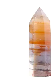 Crystal Pillar, Single Point Crystal Pillar, Positive Energy Agate Decor, Striped Aesthetic Stone, Polished Hexagonal Prism for Home, Decorative Crystal for Creating Calm