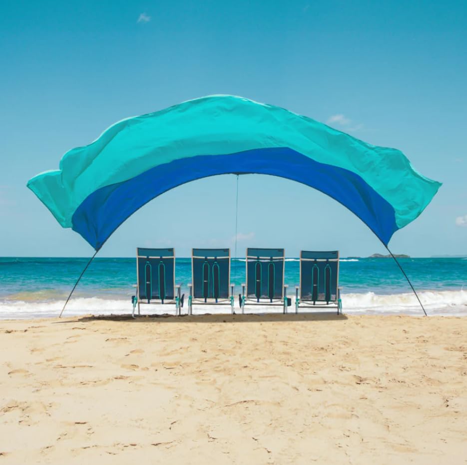 Shibumi Shade Quiet Canopy Version | Beach Tent | Sets Up in 3 Mins | 150 Sq. Ft. of Shade for up to 8 People | Includes Wind Assist | UPF 50+ Sun Protection