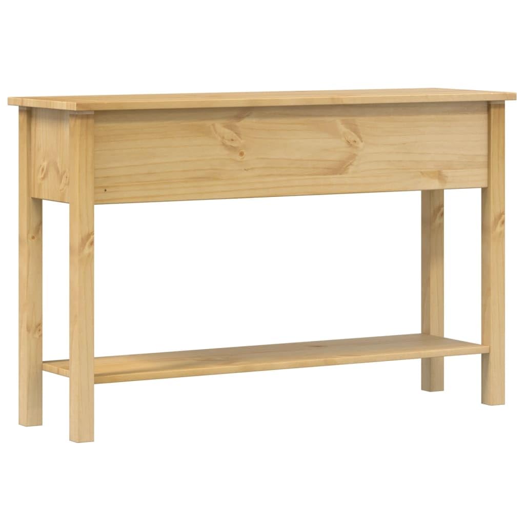 Tavolo consolle Corona in legno di pino massiccio con finitura a cera di miele, 114 x 34,5 x 73 cm, tavolino con 3 cassetti, tavolino da caffè stabile per soggiorno e camera da letto