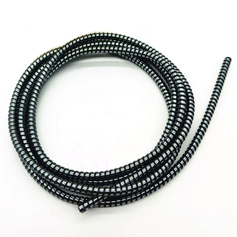 Image of J'TTON Spiral Metallic Color (2 Pcs) 1.4 Meters Each-Full Size Cord Charger Protector Winder for iPhone & Android USB Charging, Earphones, Lightning Cable (Black)