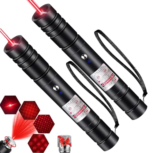 Image of COOLCOLD Laser Light | USB Rechargeable Green, Laser Pointer | Long Range, Laser Light Powerful | for Party, Disco Adjustable Mode, 2000m Handheld Laser Pen, Suitable for Camping(Red, Pack-2)