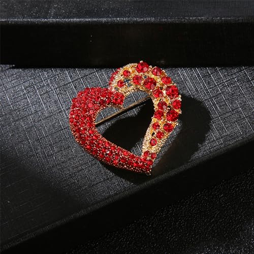 Image of Brooch Pins for Women Fashion Vintage Crystal Rhinestone Red Love Heart Brooch Pin Valentine's Day Birthday Jewelry Gift