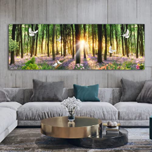 Arbre vert affiche grand format pour la décoration murale de salon lumineux