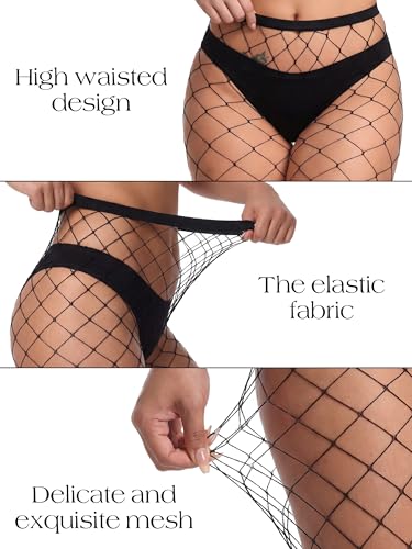 Image of URATOT 4 Pairs Plus Size Fishnet Cross Mesh Tights Sexy Fishnets Pantyhose Stockings Thigh High Stockings
