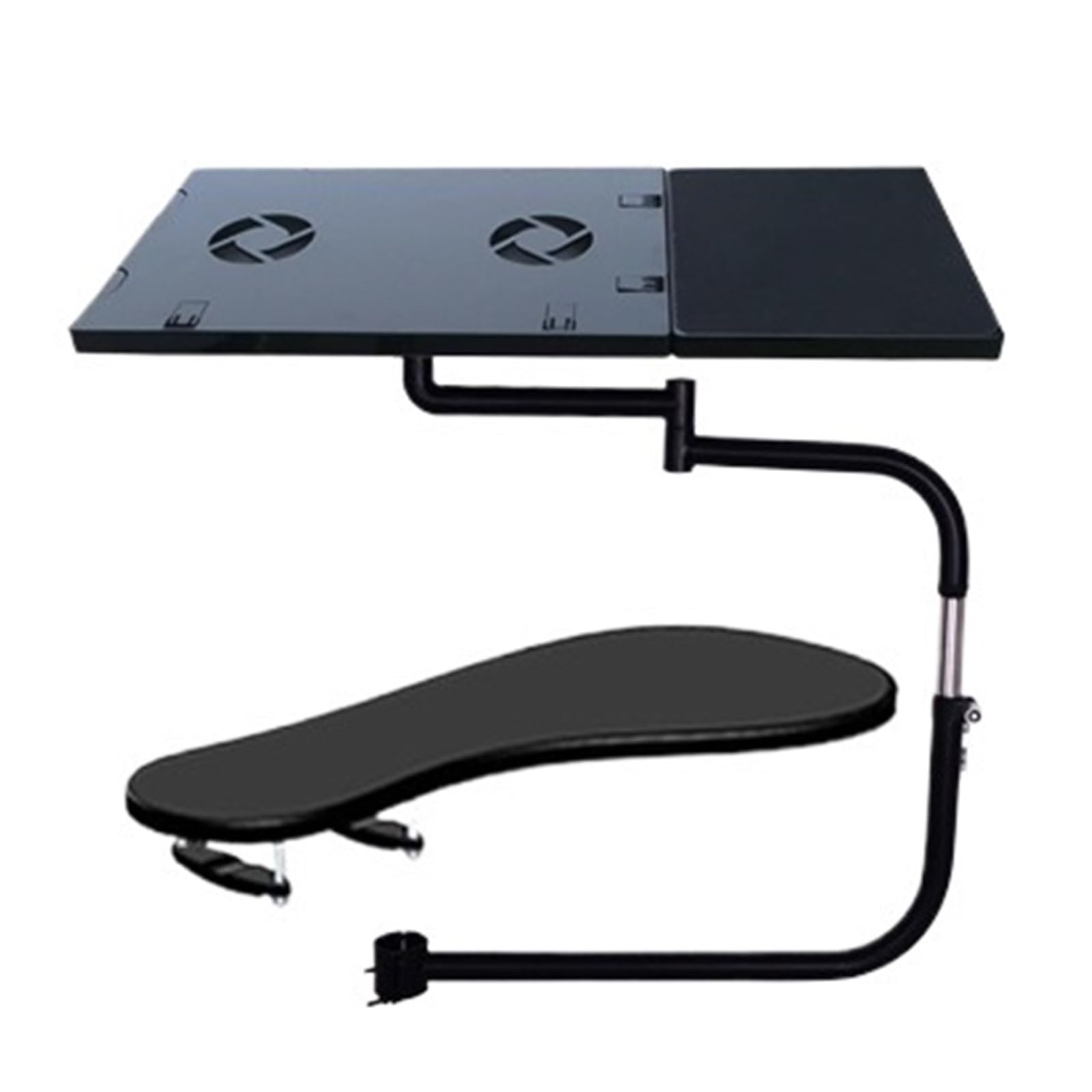 Support de bras de chaise à mouvement complet avec ventilateur USB pour ordinateur portable