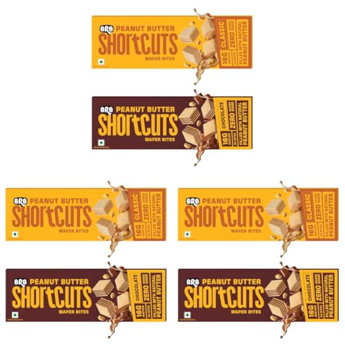 Image of BRB Shortcuts - Protein Wafer Bites | Classic & Chocolate Flavour | 16g Protein | Filled With Natural Peanut Butter | Zero Refined Sugar, No Palm Oil, Healthy Snack | 2 x 100g Combo Box (Pack of 3)