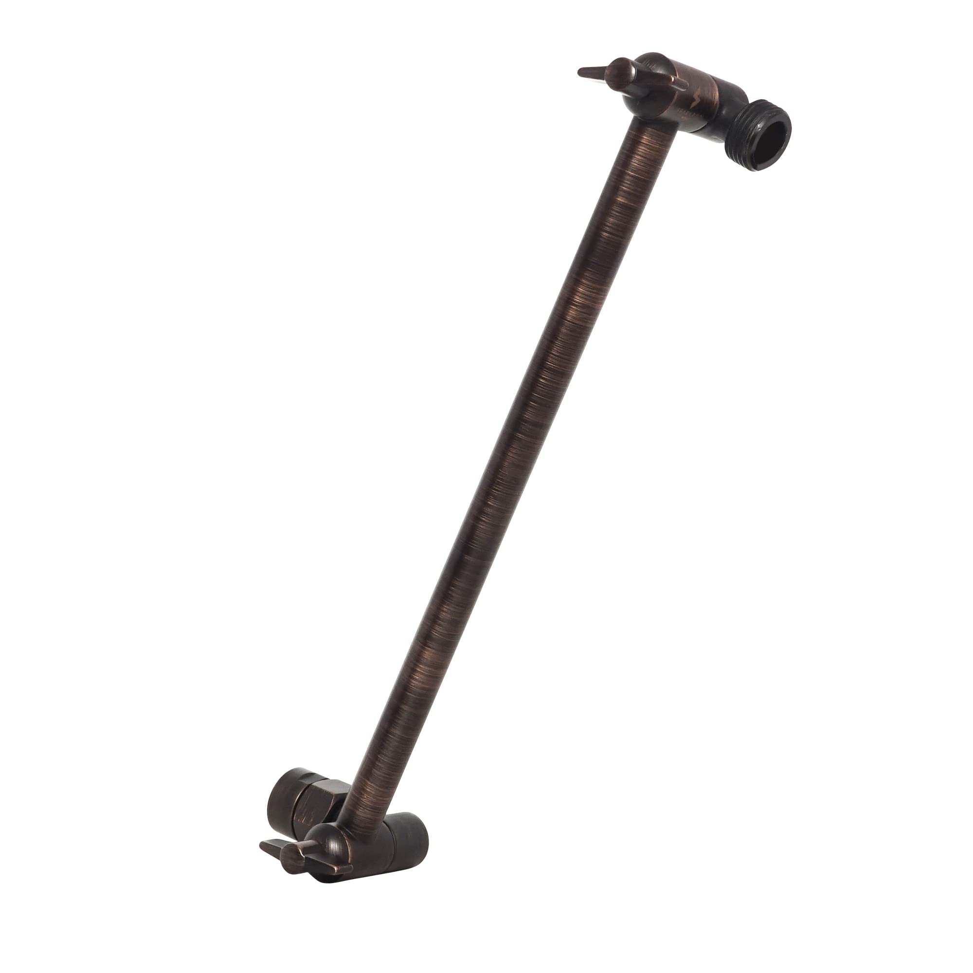 SparkPod 11" Solid Brass Shower Head Extension Arm - Flexible Height & Angle Adjustable Shower Arm Extension for Rain Showerheads with Sturdy Lock - Universal Pipe Connection (Oil-Rubbed Bronze)
