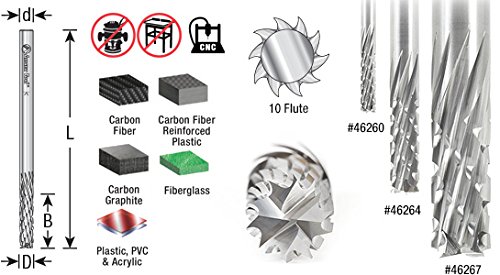 Amana Tool - 46260 Solid Carbide CNC Spiral Carbon Graphite & Carbon Fiber Panel Cutting 1, 1/8 D x 1/2 CH x 1/8 SHK - Image 3