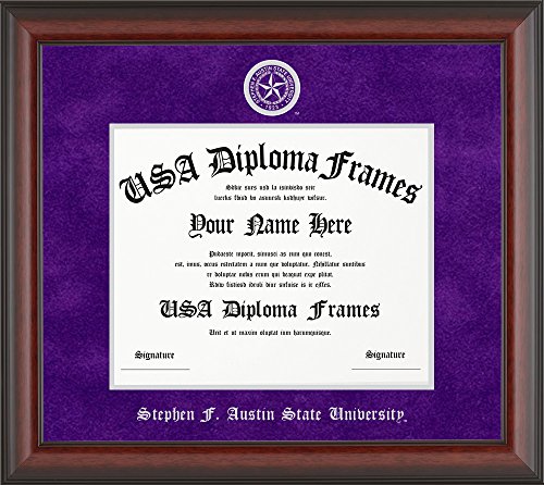 Stephen F. Austin University Diploma Frame - Cherry Mahogany Matte Frame with Purple Suede Mat