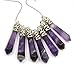 Natural Amethyst Gemstone Hexagonal Pointed Reiki Chakra Pendant Necklace 20