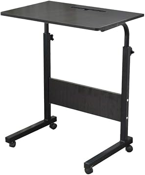 sogesfurniture 60 * 40cm Adjustable Height Laptop Table with Tablet Slot, Mobile Computer Stand Desk Portable Side Table for Bed Sofa, Black 05#3-60BK-BH