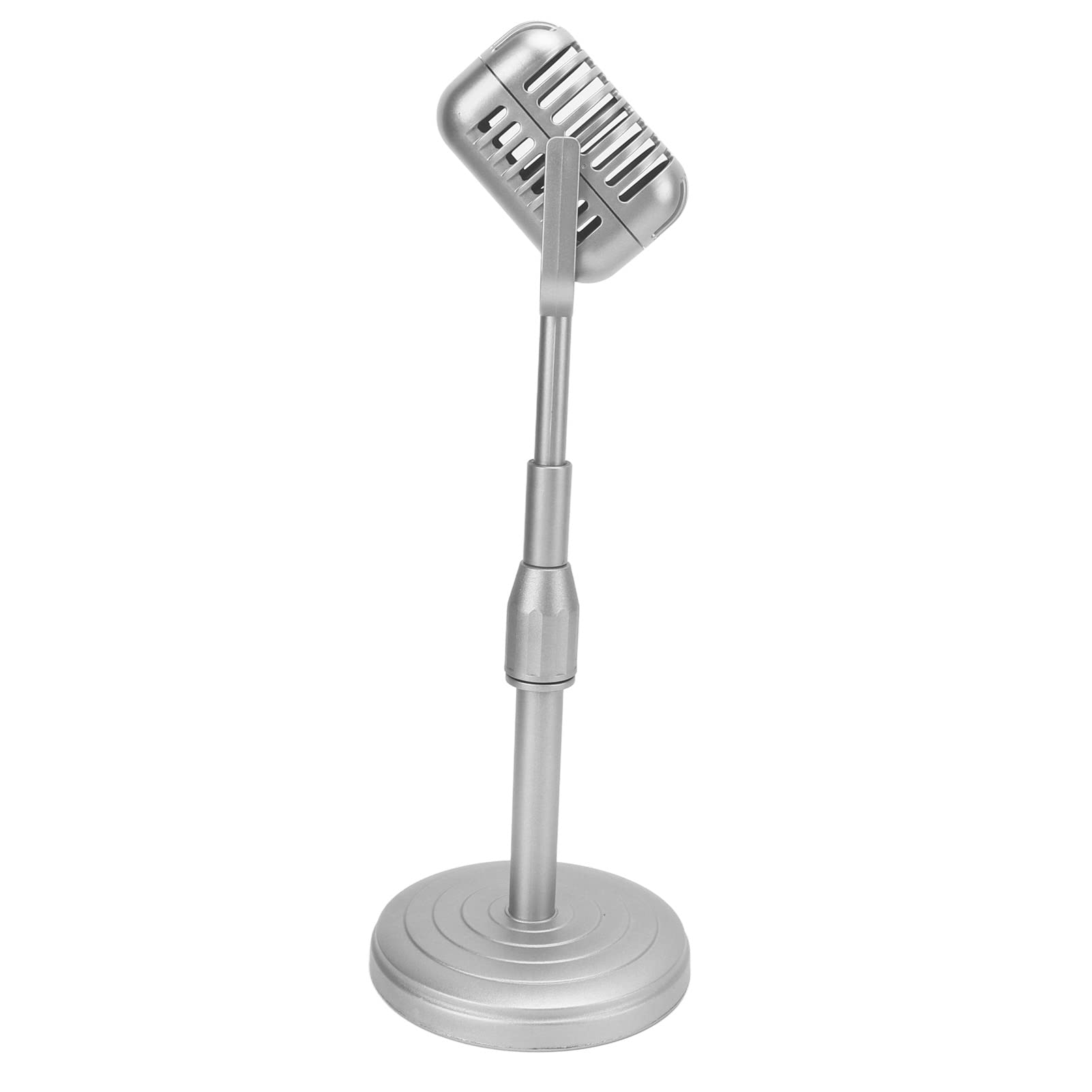 Modelo de accesorios de micrófono retro, modelo de micrófono antiguo de simulación con base estable, juego de accesorios de micrófono de estilo retro, modelo de micrófono vintage para fotografía de
