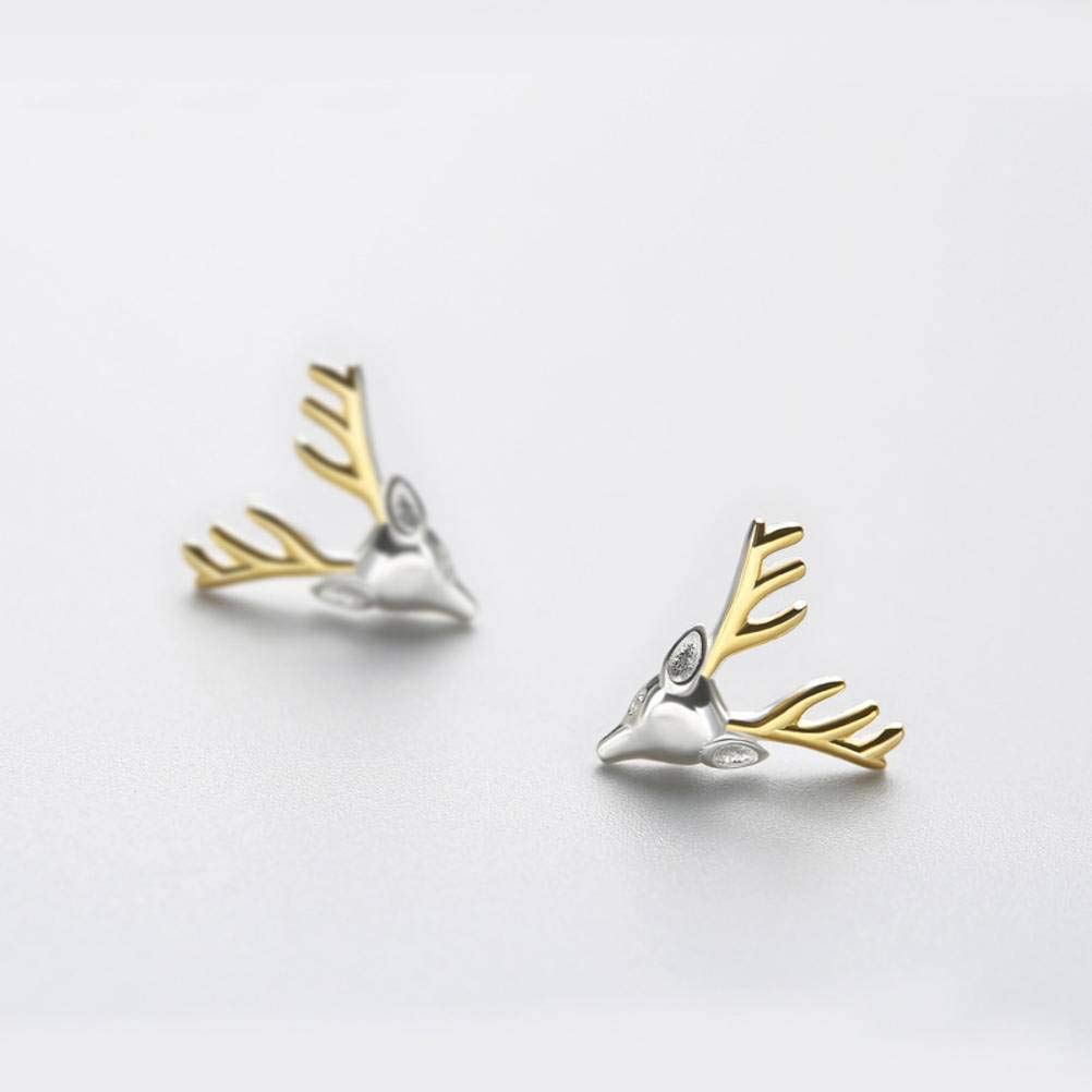 IUokLU ladies earrings,S925 Sterling Silver Animal Jewelry Earrings,Creative Earrings,Through Your Accessories,Antler Earrings,