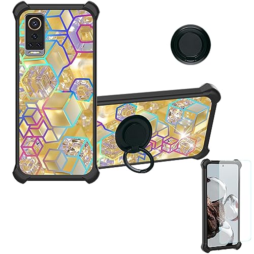 jioeuinly Case for HISENSE Infinity H60 Zoom Case Compatible with HISENSE H60 Zoom Phone Case Cover [with Tempered Glass Screen Protector][Ring Support][Colorful Reflect Light] IMDH-HSJ