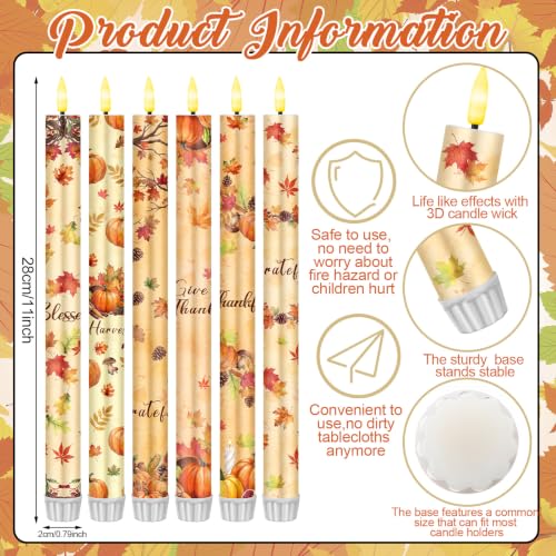 Image of Aurelema 6 Pcs Fall LED Flameless Candle Set Autumn Taper Candles Battery Operated with Remote Pumpkin Maple Leaf Candles Fall Decorations for Home Thanksgiving Day Party Favors Harvest Festival Decor
