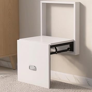 Wall Mounted Folding Seat Space Saving, Space Saving Wall Mounted Foldable Shoe Changing Stool Multicolor Multiple SizesWooden Walnut Wood Pane White Cabinet,L41xW32xH75cm