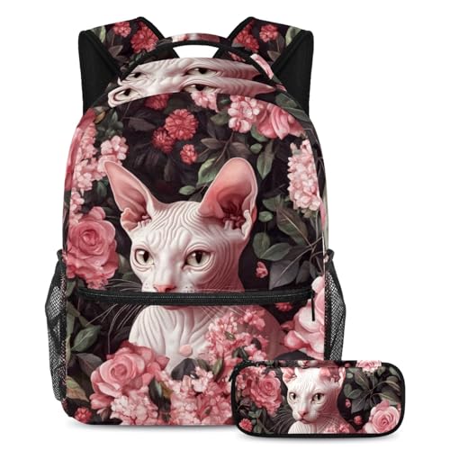 Sac à dos chat sans poils avec trousse cadeau parfait garçons et filles