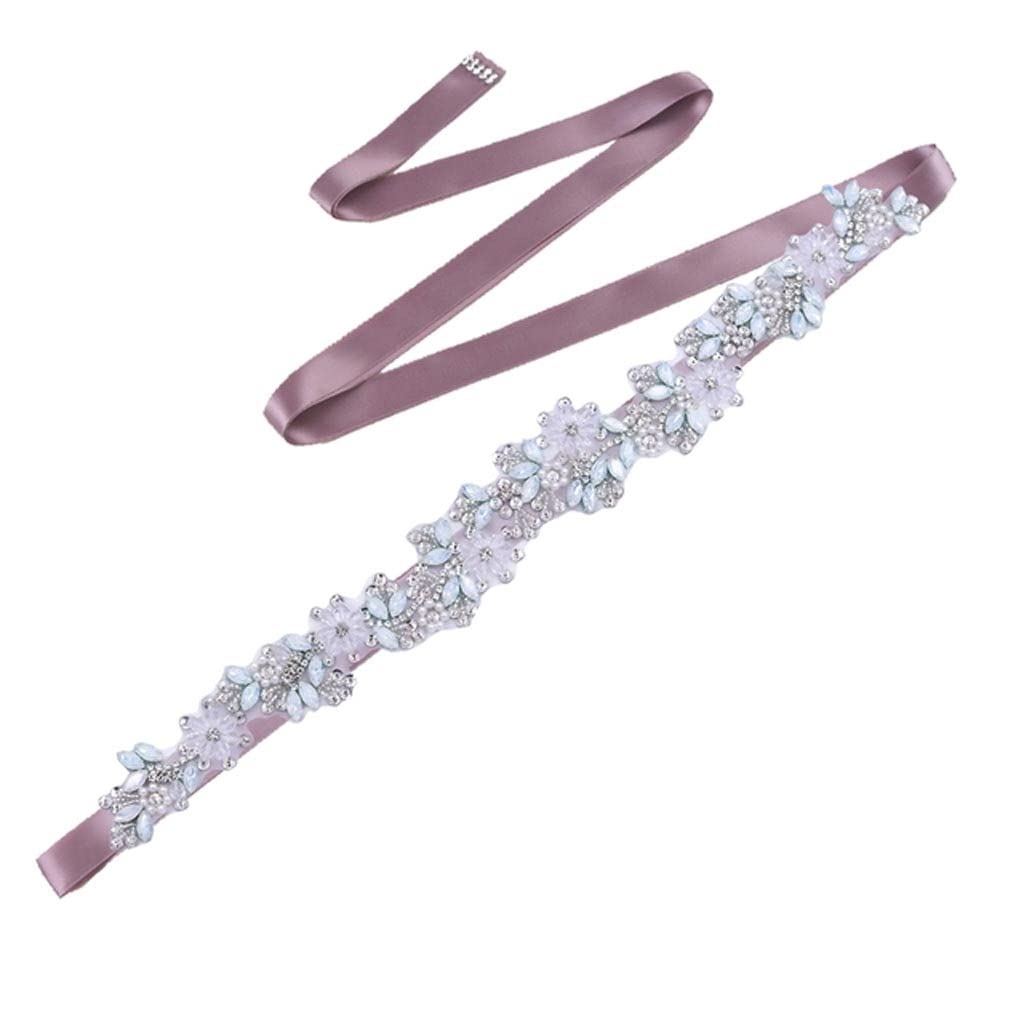 YFQHDD Elgent Bridal Wedding Dress Sash Fancy Opal Rhinestone Pearl Belt Women'S Luxury Waistband Glitter Appliques (Color : A, Size : One size)